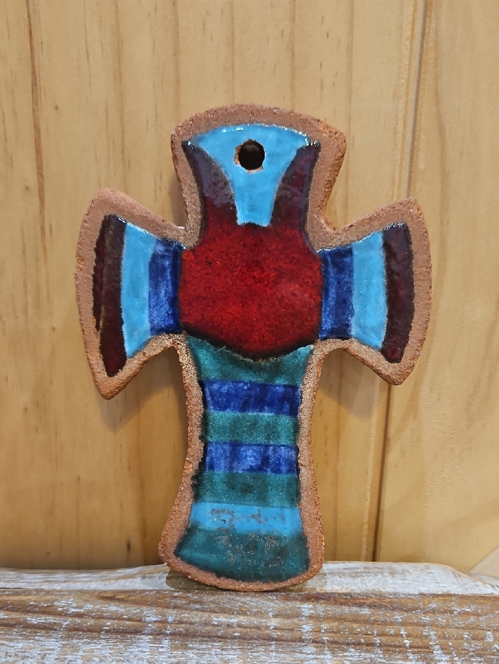 Handcrafted Redware Cross Wall Accent